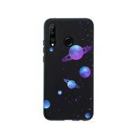 Huawei P30 Lite Galaxy and Stars Premium Silikonlu Siyah Telefon Kılıfı