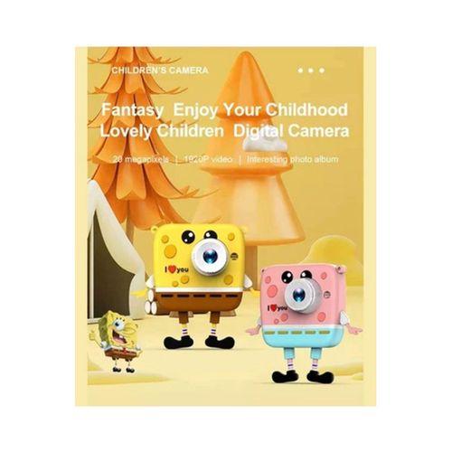 Sünger Bob Tasarımlı Yeni Nesil Çocuk Dijital Mini Fotoğraf Makinesi Çift Kamera