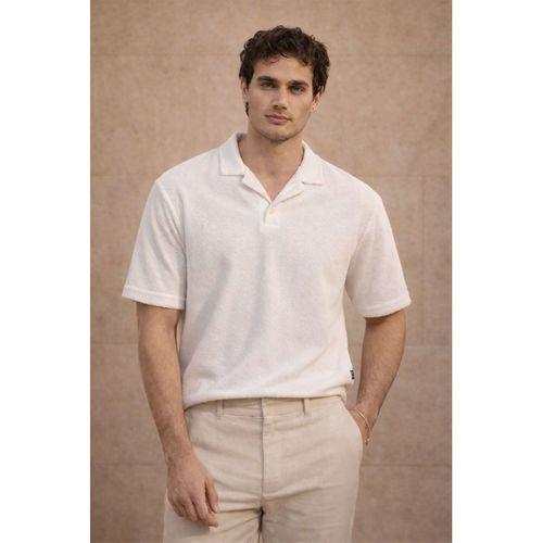 Aretus Şönil Kumaş Regular Fit Tek Düğmeli Polo Yaka Erkek T-Shirt - Ekru