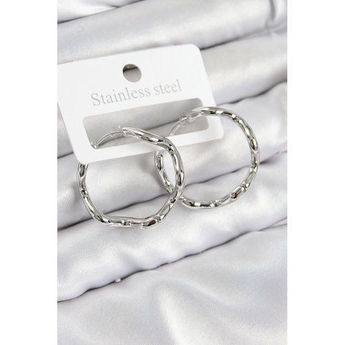 Pirinç Halka Model Gümüş Renk Kadın Küpe