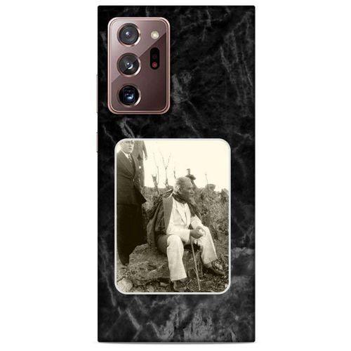 Samsung Galaxy Note 20 Ultra Kılıf Atatürk (29) Arka Koruma Kılıfı Siyah Mermer