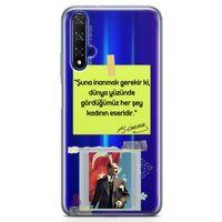 Honor View 20 Kılıf Atatürk Caps Kadın Arka Kapak Koruma Desenli Full Koruyucu