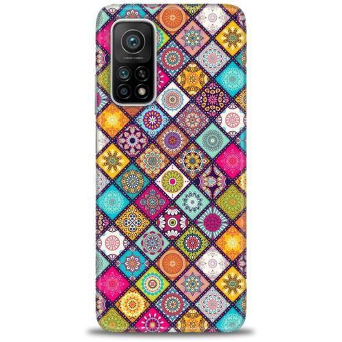 Xiaomi Mi 10T Pro Kılıf HD Baskılı Kılıf - Renkli Mozaik + Tam Ekran Koruyucu