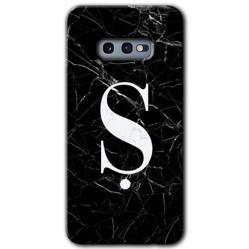 Galaxy S10e Kılıf HD Desen Baskılı Arka Kapak - Siyah Mermer Desenli Ş Harfi + Kırılmaz Cam