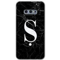 Galaxy S10e Kılıf HD Desen Baskılı Arka Kapak - Siyah Mermer Desenli Ş Harfi + Kırılmaz Cam