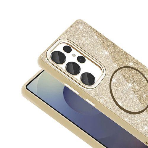 Galaxy S25 Ultra Kılıf M-safe Şarj Özellikli Parlayan Simli Zore Okso Kapak