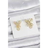 Füsun Küpesi Model Gold Renk Kelebek Model Pirinç Kadın Küpe