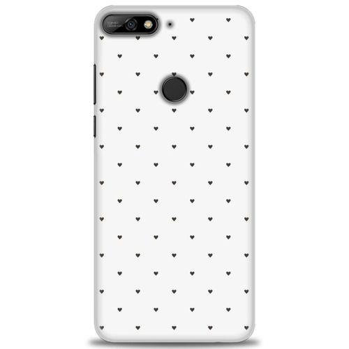 Huawei Y7 2018 Kılıf HD Baskılı Kılıf - Minik Siyah Kalp + Tam Ekran Koruyucu