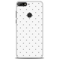 Huawei Y7 2018 Kılıf HD Baskılı Kılıf - Minik Siyah Kalp + Tam Ekran Koruyucu