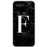 MRCİLETİSİM MRCİLETİSİM General Mobile GM 9 Pro Kılıf HD Desen Baskı Arka Kapak+Temperli Cam-Siyah Mermer Desenli F Harfi