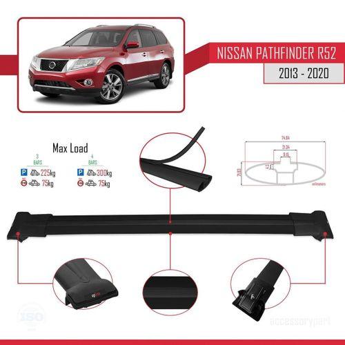 Nissan Pathfinder (R52) 2013-2020 Arası ile Uyumlu FLY Model Ara Atkı Tavan Barı SİYAH 3 ADET BAR