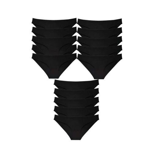 15 Adet Süper Eko Set Likralı Kadın Slip Külot Siyah
