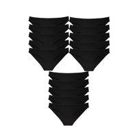 15 Adet Süper Eko Set Likralı Kadın Slip Külot Siyah