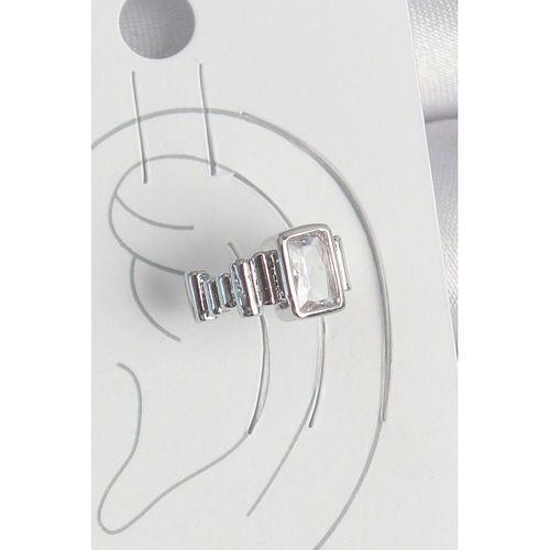 Pirinç Gümüş Renk Kare Zirkon Taşlı Kadın Kıkırdak Model Küpe