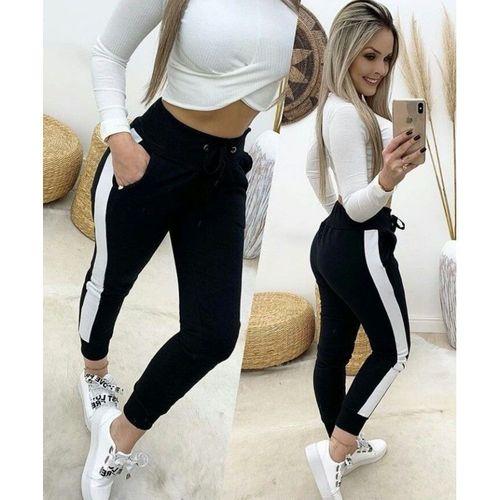 Kadın Yüksek Bel Kuş Gözü Detaylı Bağcıklı Yan şeritli Viskon Iki Iplik Eşofman Altı