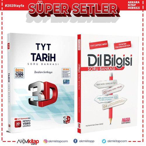 3D TYT Tarih Soru Bankası ve AKM Dil Bilgisi Soru Bankası Seti 2 Kitap