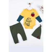 Cep Nakışlı Bear Desenli 3'lü % 100 Pamuklu Erkek Takım