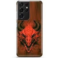 Samsung Galaxy S21 Ultra Kılıf Dragons (14) Lansman Kılıf Kırmızı Boynuzlu Ejderha