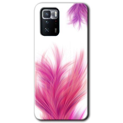 Poco x3 GT Kılıf HD Desen Baskılı Arka Kapak - Pembe Tüy + Kırılmaz Cam