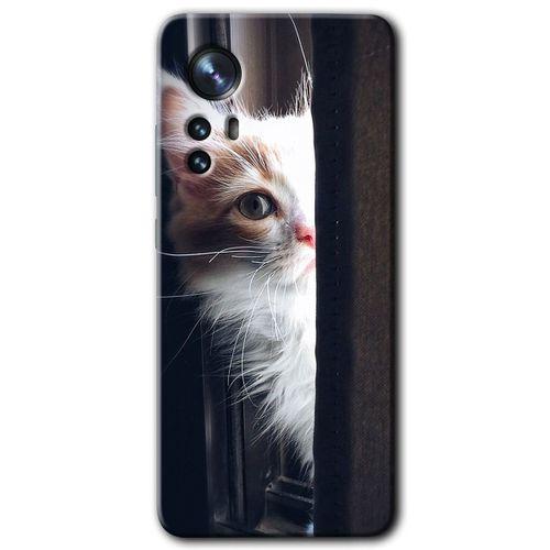 MRCİLETİSİM Xiaomi Mi 12 Pro Kılıf HD Desen Baskılı Arka Kapak + Temperli Cam - Kedi Bakışı