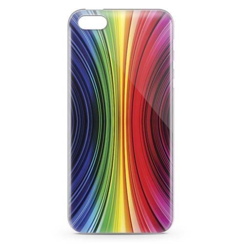 Apple iPhone SE Kılıf Asimetrik Gökkuşağı Arka Kapak Koruma Desenli Full Koruyucu