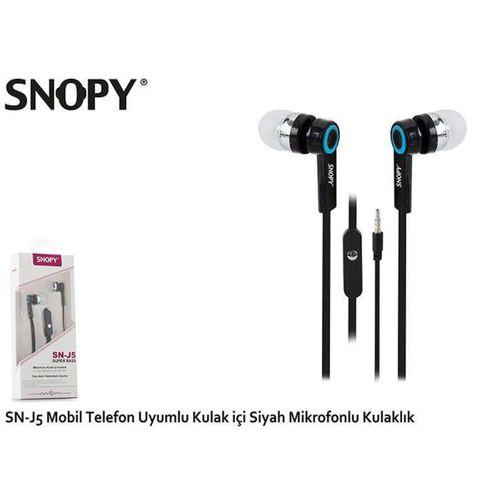 Snopy Sn-j5 Mobil Telefon Uyumlu Kulak İçi Siyah Mikrofonlu Kulaklık