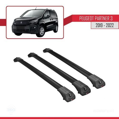 Peugeot Partner 2019-2022 Arası ile uyumlu ACE-1 Ara Atkı Tavan Barı SİYAH 3 ADET BAR