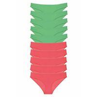 10 adet Eko Set Likralı Kadın Slip Külot Yeşil Fuşya