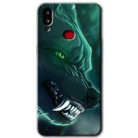 MRCİLETİSİM Samsung Galaxy A10s Kılıf Baskılı Kapak - Yeşil Kurt +Tam Kaplayan Mat Seramik