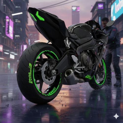 Çınar Extreme PRO Serisi Floresan Neon Yeşil Motor Jant Sticker Seti | 16"-17"-18" İç-Dış Jant Şerit Takımı | Suya ve Güneşe Dayanıklı