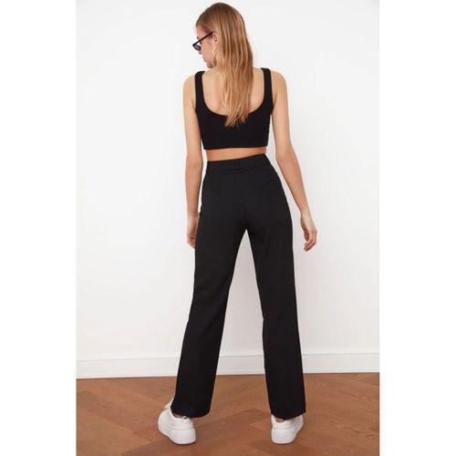 Kadın Yüksek Bel Nervurlu Ithal Krep Pantolon