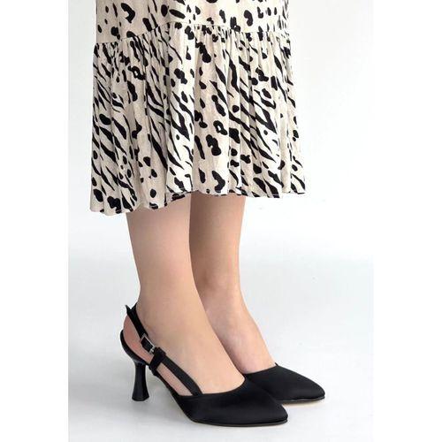 Joga Siyah Cilt Simli Topuklu Ayakkabı