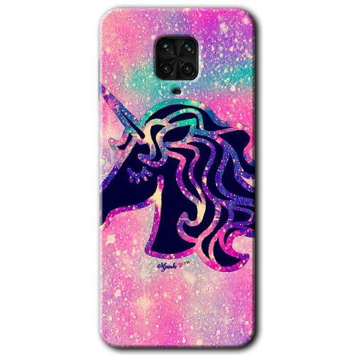 BeRa Aksesuar Xiaomi Redmi Note 9 Pro Kılıf Baskılı Kapak - Unicorn Kristal +Tam Kaplayan Mat Seramik