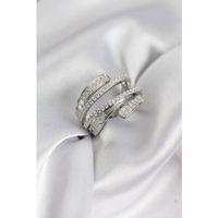 Sarmal Zirkon Baget Taşlı Gümüş Renk Kadın Yüzük