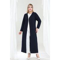 Melsay Butik Büyük Beden Lacivert Dokulu Örme Kumaş Uzun Kadın Hırka