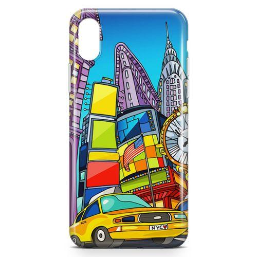 Apple iPhone XS Kılıf Nyc Taxi Manthattan Arka Kapak Koruma Desenli Full Koruyucu