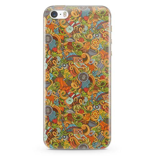 Apple iPhone 5s Kılıf Doodle Piknik Seti Arka Kapak Koruma Desenli Full Koruyucu