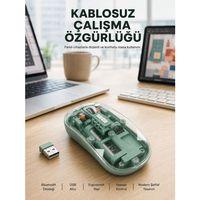 Çift Mod Bağlantılı Kablosuz Mouse Bluetooth Ve Usb Alıcılı Yeni Nesil
