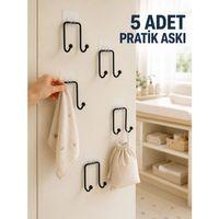 5'li Duvar Tipi Yapışkanlı Askı Pratik Ev Ve Yaşam Alanı Askılık Seti