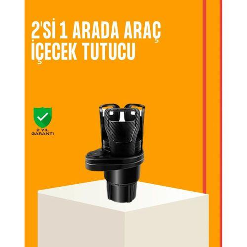 Oto Bardak Tutucu 360° Döner Çift Bölmeli Karbon Fiber Tasarım