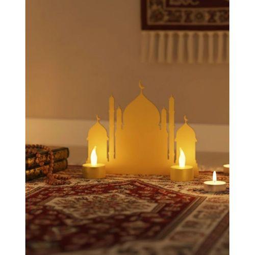 3d Led Mumlu Cami Dekorasyonu 2 Adet Pilli Mum Hediyeli