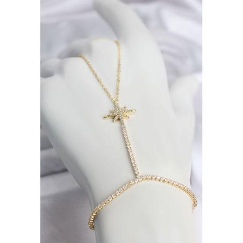 Pirinç Gold Renk Zirkon Taşlı Kutup Yıldızı Model Şahmeran