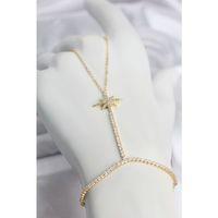 Pirinç Gold Renk Zirkon Taşlı Kutup Yıldızı Model Şahmeran