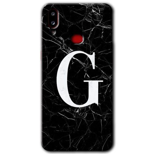 MRCİLETİSİM Samsung Galaxy A10s Kılıf HD Desen Baskılı Arka Kapak + Temperli Cam - Siyah Mermer Desenli G Harfi