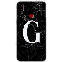 MRCİLETİSİM Samsung Galaxy A10s Kılıf HD Desen Baskılı Arka Kapak + Temperli Cam - Siyah Mermer Desenli G Harfi