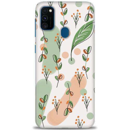 Samsung Galaxy M21 Kılıf HD Baskılı Kılıf - Flower Pattern + Tam Ekran Koruyucu
