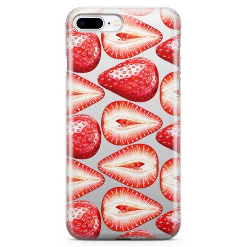 Apple iPhone 8 Plus Kılıf Çilek Aşkı Arka Kapak Koruma Desenli Full Koruyucu