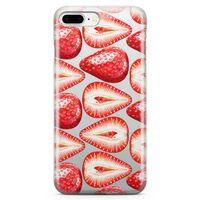 Apple iPhone 8 Plus Kılıf Çilek Aşkı Arka Kapak Koruma Desenli Full Koruyucu