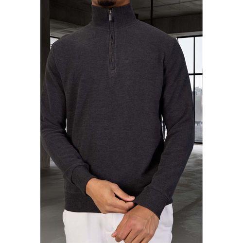 Lars Selanik Örme Kumaş Yarım Fermuar Erkek Sweatshirt - Antrasit