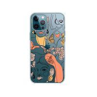 iPhone 12 Pro Women Line Style Lens Korumalı Şeffaf Telefon Kılıfı
